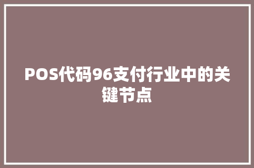POS代码96支付行业中的关键节点
