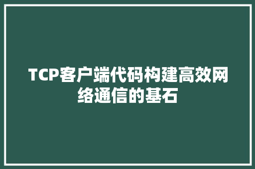 TCP客户端代码构建高效网络通信的基石