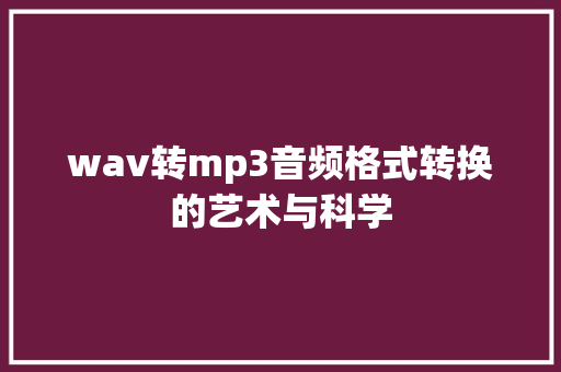 wav转mp3音频格式转换的艺术与科学