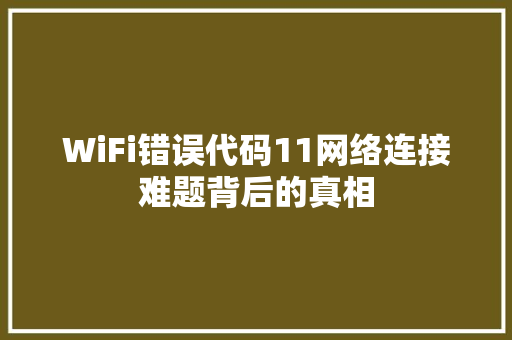 WiFi错误代码11网络连接难题背后的真相