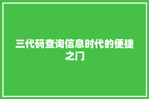 三代码查询信息时代的便捷之门