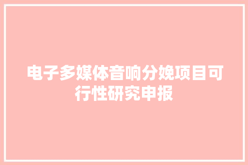 电子多媒体音响分娩项目可行性研究申报