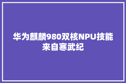 华为麒麟980双核NPU技能来自寒武纪
