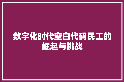 数字化时代空白代码民工的崛起与挑战