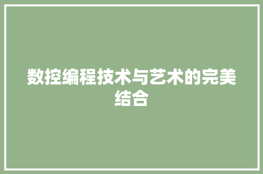 数控编程技术与艺术的完美结合