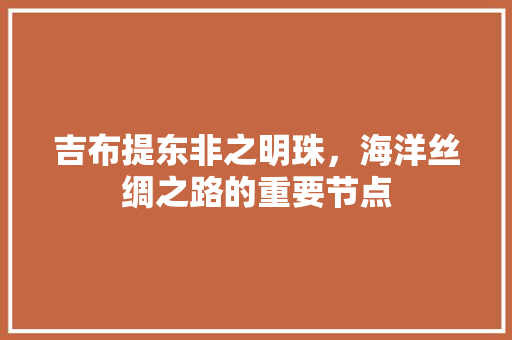 吉布提东非之明珠，海洋丝绸之路的重要节点