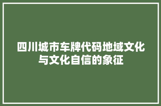 四川城市车牌代码地域文化与文化自信的象征