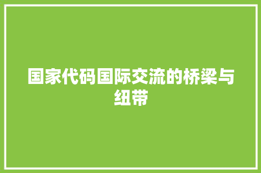 国家代码国际交流的桥梁与纽带