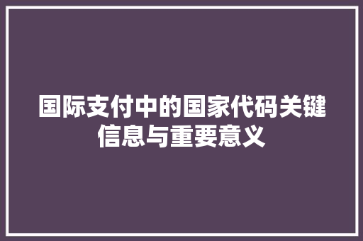国际支付中的国家代码关键信息与重要意义