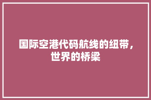 国际空港代码航线的纽带，世界的桥梁