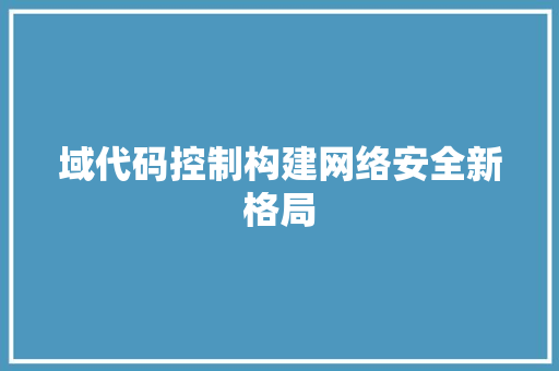 域代码控制构建网络安全新格局