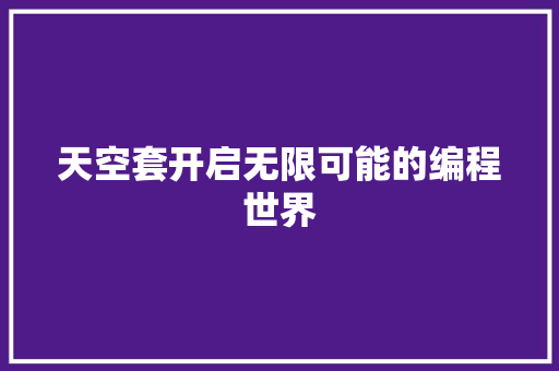 天空套开启无限可能的编程世界