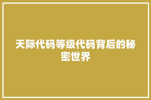 天际代码等级代码背后的秘密世界