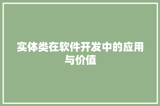 实体类在软件开发中的应用与价值