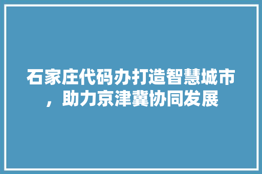 石家庄代码办打造智慧城市，助力京津冀协同发展