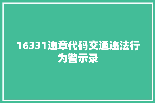 16331违章代码交通违法行为警示录
