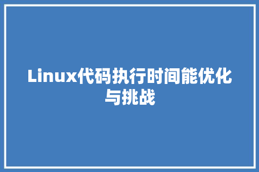 Linux代码执行时间能优化与挑战