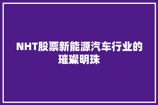 NHT股票新能源汽车行业的璀璨明珠