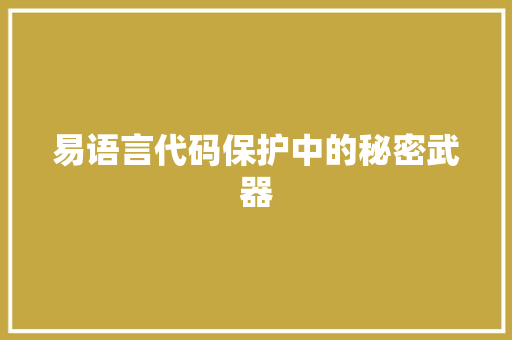 易语言代码保护中的秘密武器