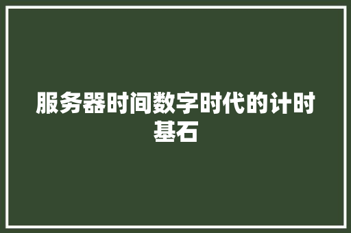 服务器时间数字时代的计时基石