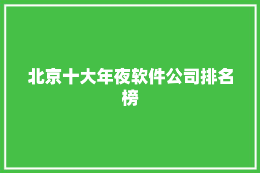 北京十大年夜软件公司排名榜