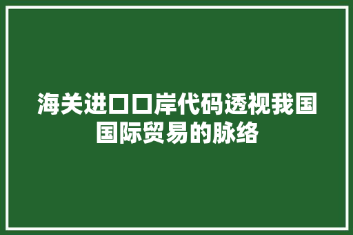 海关进口口岸代码透视我国国际贸易的脉络