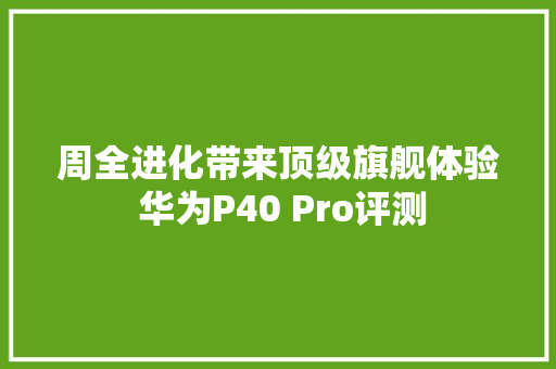 周全进化带来顶级旗舰体验 华为P40 Pro评测
