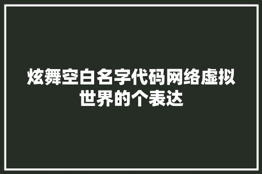 炫舞空白名字代码网络虚拟世界的个表达