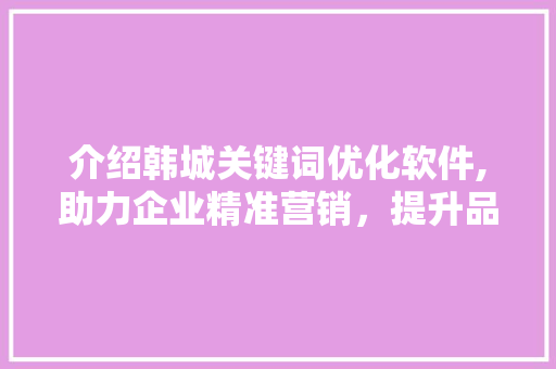 介绍韩城关键词优化软件,助力企业精准营销，提升品牌影响力