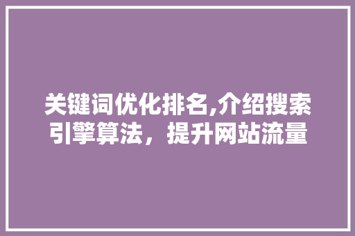 关键词优化排名,介绍搜索引擎算法，提升网站流量