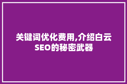关键词优化费用,介绍白云SEO的秘密武器