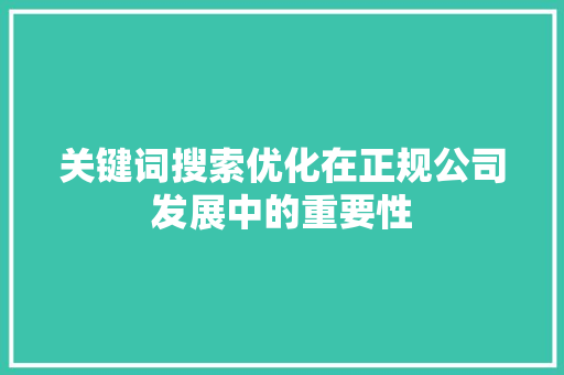 关键词搜索优化在正规公司发展中的重要性