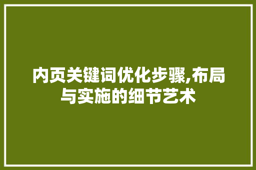 内页关键词优化步骤,布局与实施的细节艺术