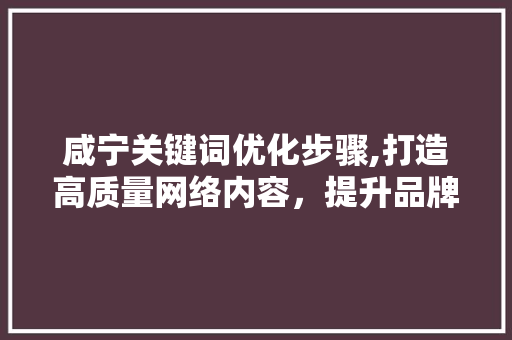 咸宁关键词优化步骤,打造高质量网络内容，提升品牌影响力