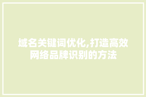 域名关键词优化,打造高效网络品牌识别的方法