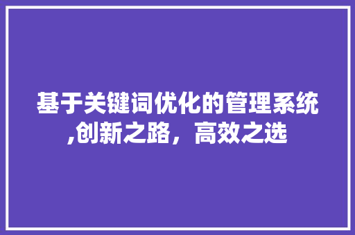 基于关键词优化的管理系统,创新之路，高效之选