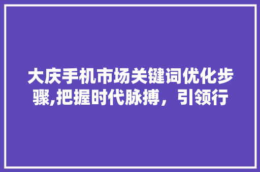 大庆手机市场关键词优化步骤,把握时代脉搏，引领行业发展