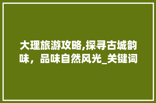 大理旅游攻略,探寻古城韵味，品味自然风光_关键词排名优化之旅