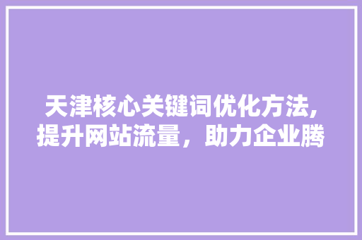 天津核心关键词优化方法,提升网站流量，助力企业腾飞