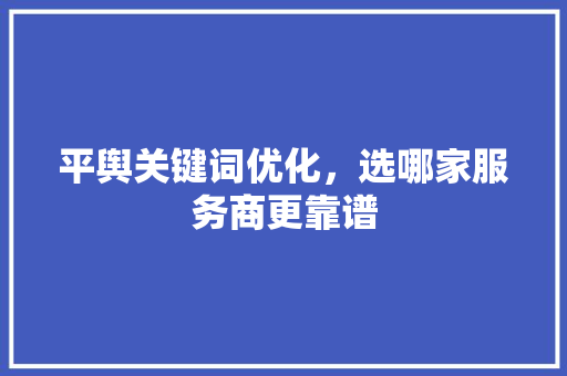 平舆关键词优化，选哪家服务商更靠谱