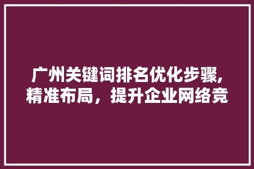 广州关键词排名优化步骤,精准布局，提升企业网络竞争力
