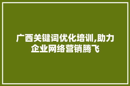 广西关键词优化培训,助力企业网络营销腾飞