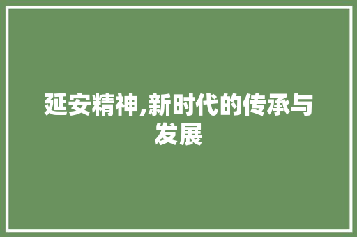 延安精神,新时代的传承与发展
