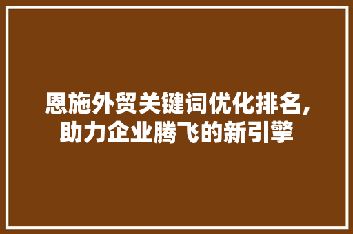 恩施外贸关键词优化排名,助力企业腾飞的新引擎