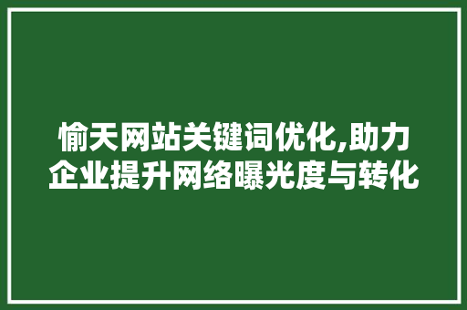 愉天网站关键词优化,助力企业提升网络曝光度与转化率