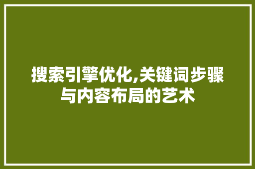 搜索引擎优化,关键词步骤与内容布局的艺术