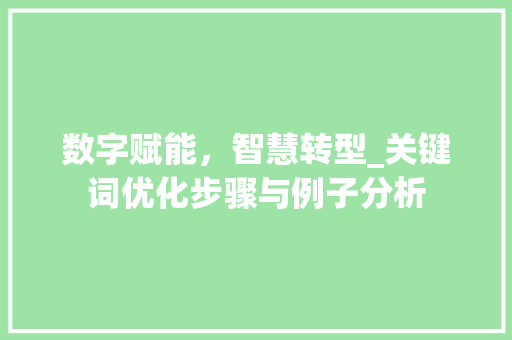 数字赋能，智慧转型_关键词优化步骤与例子分析