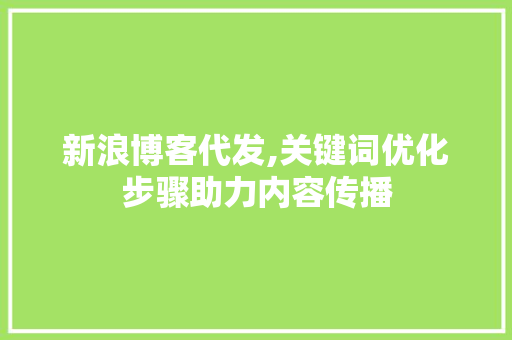 新浪博客代发,关键词优化步骤助力内容传播