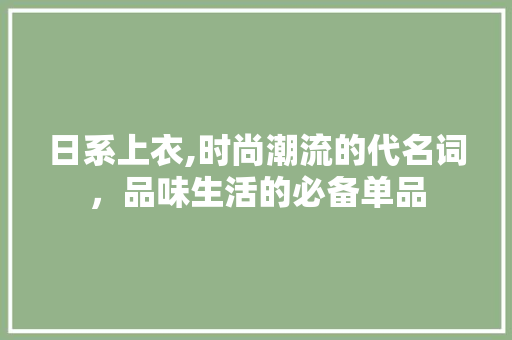 日系上衣,时尚潮流的代名词，品味生活的必备单品