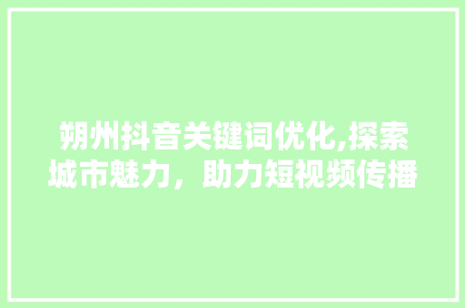 朔州抖音关键词优化,探索城市魅力，助力短视频传播